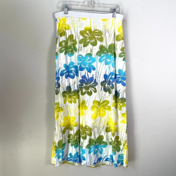 Fresh Produce Womens Medium Floral Maxi Skirt Pull On Tropical Elastic Waist - Picture 1 of 7